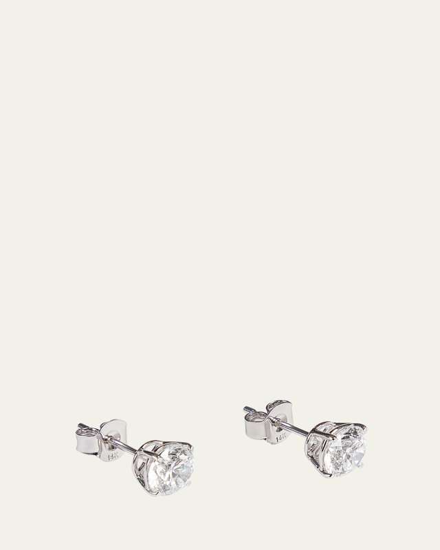 14K White Gold Lab Grown Diamond Stud Earrings, 2.00tcw